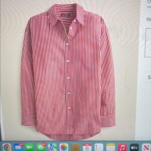 J. Crew Red Casual Button Down Shirt—Etienne oversized shirt in Persian Red